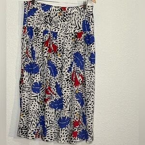 Wheelock House Animal & palm leaf print pleated maxi skirt 90’s Made in Ireland